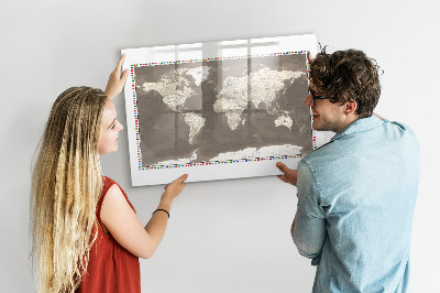 Memobord van glas met print inclusief neodymium magneten Interactieve kaart voor herinneringen en notities