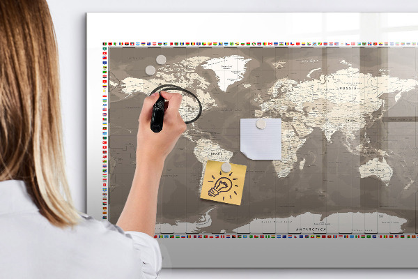Memobord van glas met print inclusief neodymium magneten Interactieve kaart voor herinneringen en notities