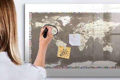 Memobord van glas met print inclusief neodymium magneten Interactieve kaart voor herinneringen en notities