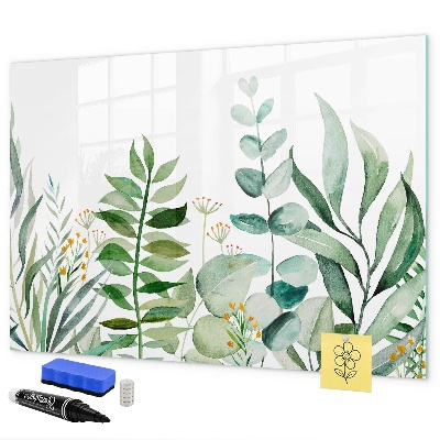 Memobord van glas met print inclusief neodymium magneten Groen bord voor notities en foto's