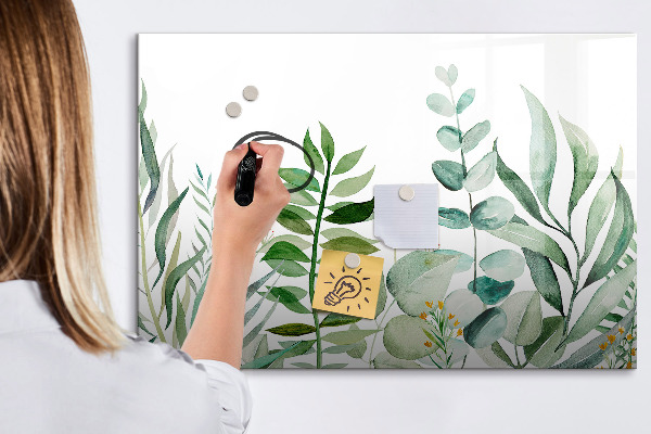 Memobord van glas met print inclusief neodymium magneten Groen bord voor notities en foto's