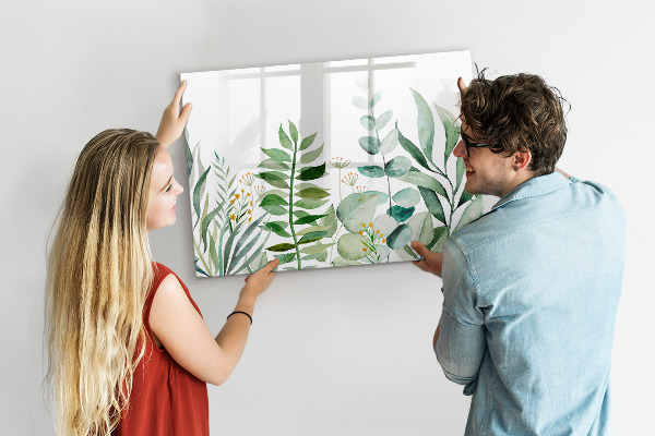 Memobord van glas met print inclusief neodymium magneten Groen bord voor notities en foto's