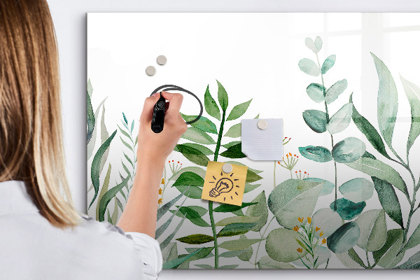 Memobord van glas met print inclusief neodymium magneten Groen bord voor notities en foto's