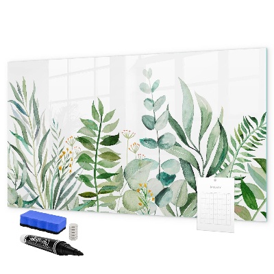 Memobord van glas met print inclusief neodymium magneten Groen bord voor notities en foto's