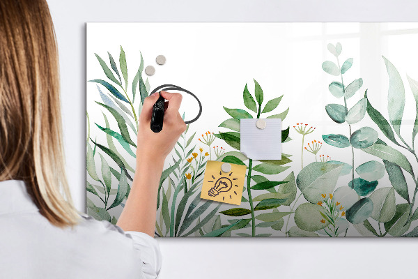 Memobord van glas met print inclusief neodymium magneten Groen bord voor notities en foto's