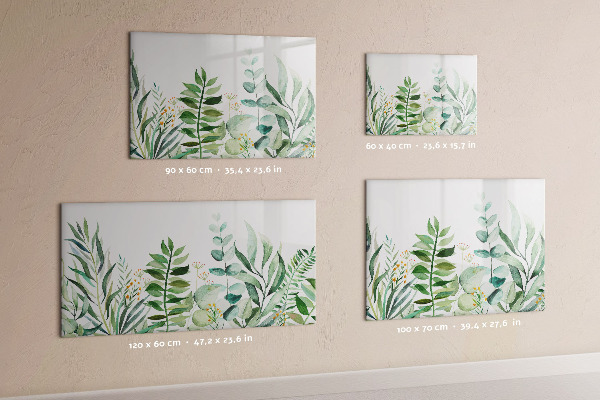 Memobord van glas met print inclusief neodymium magneten Groen bord voor notities en foto's