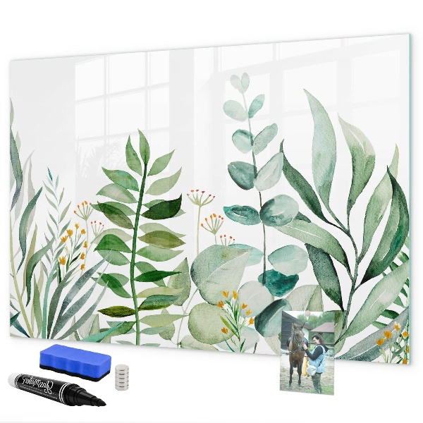 Memobord van glas met print inclusief neodymium magneten Groen bord voor notities en foto's
