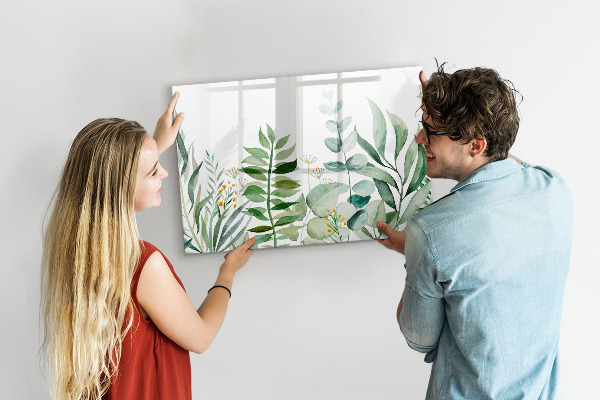 Memobord van glas met print inclusief neodymium magneten Groen bord voor notities en foto's