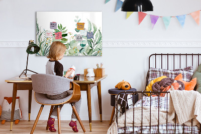 Memobord van glas met print inclusief neodymium magneten Groen bord voor notities en foto's