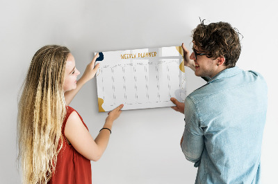 Memobord van glas met print inclusief neodymium magneten Weekplanner met ruimte voor foto's