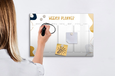 Memobord van glas met print inclusief neodymium magneten Weekplanner met ruimte voor foto's
