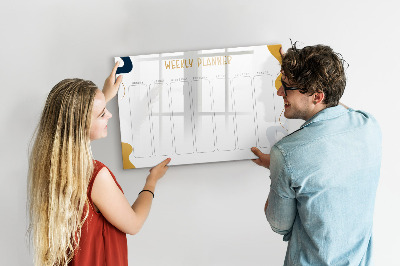 Memobord van glas met print inclusief neodymium magneten Weekplanner met ruimte voor foto's