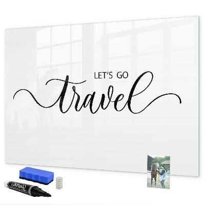 Memobord van glas met print inclusief neodymium magneten Reissouvenirs en herinneringen