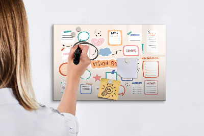 Decoratief glazen wandbord beschrijfbaar en magnetisch Creatieve inspiratie en doelenbord