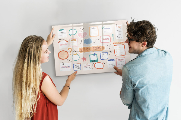 Decoratief glazen wandbord beschrijfbaar en magnetisch Creatieve inspiratie en doelenbord