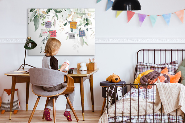 Decoratief glazen wandbord beschrijfbaar en magnetisch Creatief fotopresentatiebord