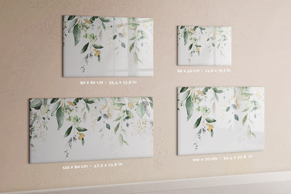 Decoratief glazen wandbord beschrijfbaar en magnetisch Creatief fotopresentatiebord