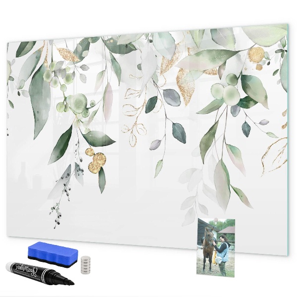 Decoratief glazen wandbord beschrijfbaar en magnetisch Creatief fotopresentatiebord