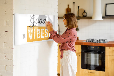 Decoratief glazen wandbord beschrijfbaar en magnetisch Positieve vibes en herinneringen