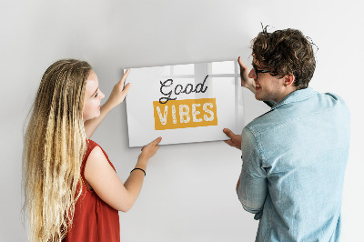 Decoratief glazen wandbord beschrijfbaar en magnetisch Positieve vibes en herinneringen