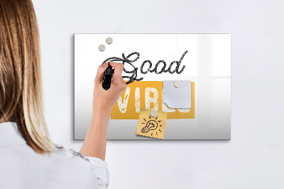 Decoratief glazen wandbord beschrijfbaar en magnetisch Positieve vibes en herinneringen