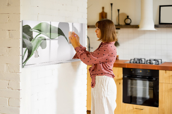 Decoratief glazen wandbord beschrijfbaar en magnetisch Planten en herinneringen aan de muur