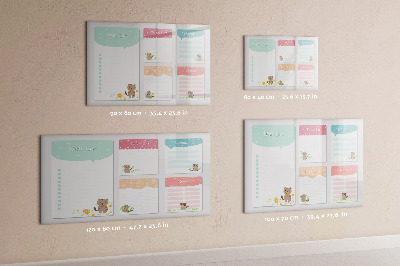 Memobord van glas met print inclusief neodymium magneten Plannen maken met plezier en creativiteit