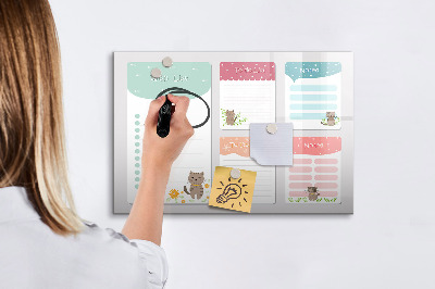 Memobord van glas met print inclusief neodymium magneten Plannen maken met plezier en creativiteit