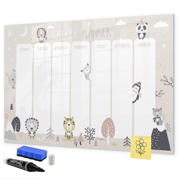Weekplanner met kleurrijke dieren