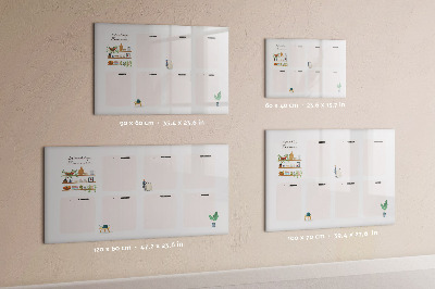 Decoratief glazen wandbord beschrijfbaar en magnetisch Weekplanner met ruimte voor foto's