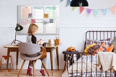 Memobord van glas met print inclusief neodymium magneten Huiswerk- en notitie-organizer
