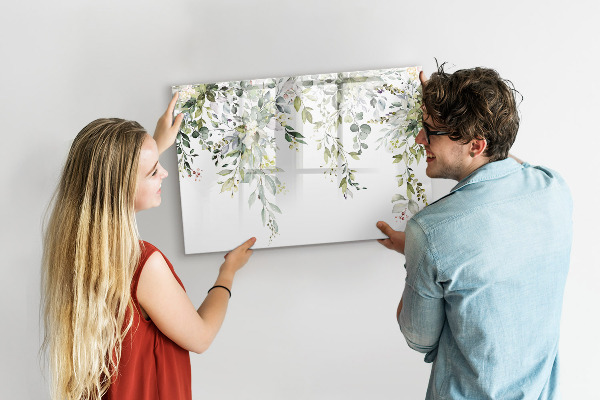 Decoratief glazen wandbord beschrijfbaar en magnetisch Creatief moodboard voor foto's en notities