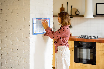 Decoratief glazen wandbord beschrijfbaar en magnetisch Jaarplanner met ruimte voor foto's