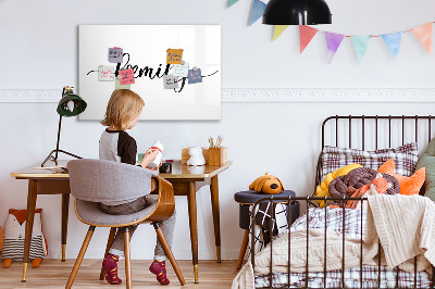 Memobord van glas met print inclusief neodymium magneten Familieherinneringen aan de muur