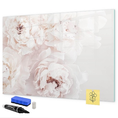 Memobord van glas met print inclusief neodymium magneten Bloemenmotief met ruimte voor foto's