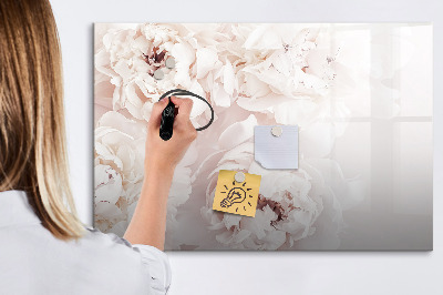 Memobord van glas met print inclusief neodymium magneten Bloemenmotief met ruimte voor foto's