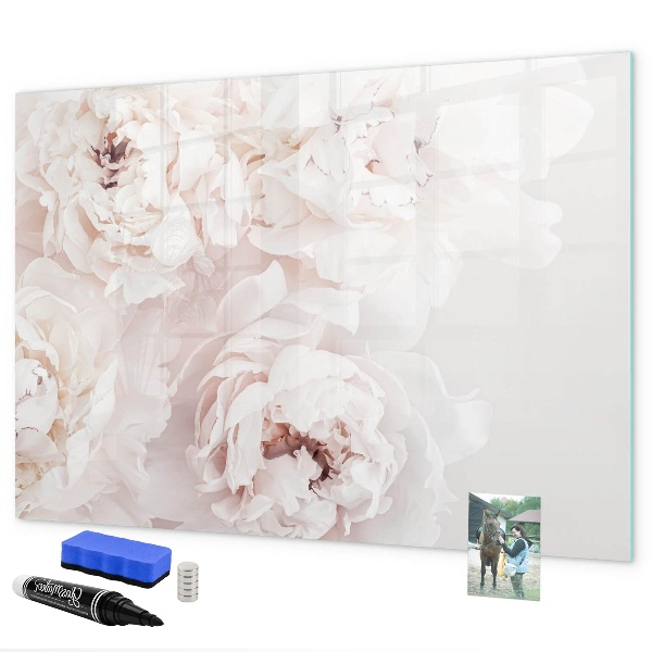 Memobord van glas met print inclusief neodymium magneten Bloemenmotief met ruimte voor foto's