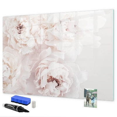 Memobord van glas met print inclusief neodymium magneten Bloemenmotief met ruimte voor foto's