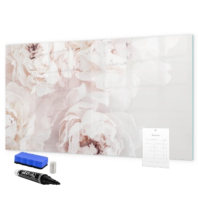 Memobord van glas met print inclusief neodymium magneten Bloemenmotief met ruimte voor foto's