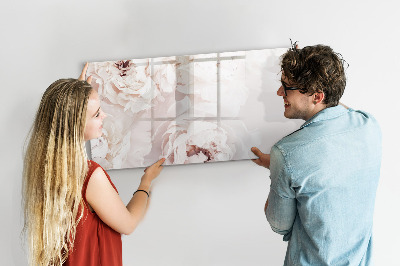 Memobord van glas met print inclusief neodymium magneten Bloemenmotief met ruimte voor foto's