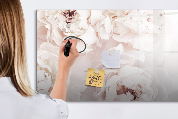 Memobord van glas met print inclusief neodymium magneten Bloemenmotief met ruimte voor foto's
