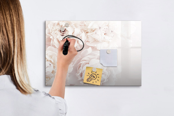 Memobord van glas met print inclusief neodymium magneten Bloemenmotief met ruimte voor foto's