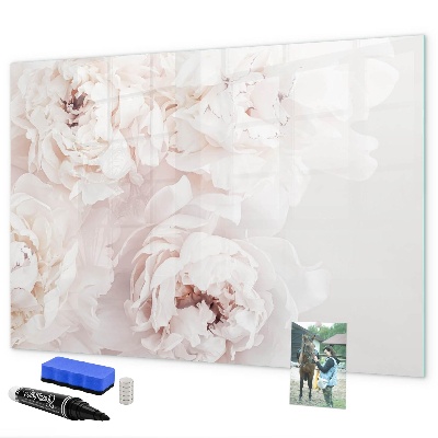 Memobord van glas met print inclusief neodymium magneten Bloemenmotief met ruimte voor foto's