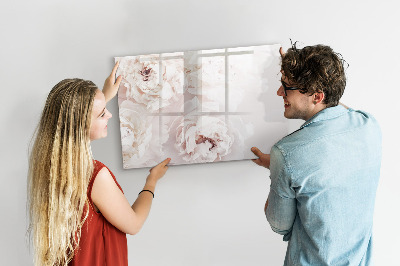 Memobord van glas met print inclusief neodymium magneten Bloemenmotief met ruimte voor foto's