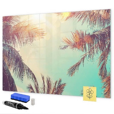 Decoratief glazen wandbord beschrijfbaar en magnetisch Zomerse herinneringen in een tropische stijl