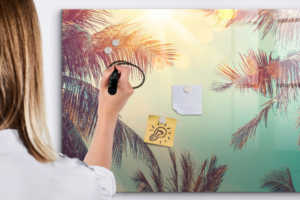 Decoratief glazen wandbord beschrijfbaar en magnetisch Zomerse herinneringen in een tropische stijl