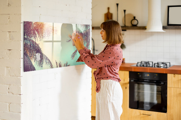 Decoratief glazen wandbord beschrijfbaar en magnetisch Zomerse herinneringen in een tropische stijl