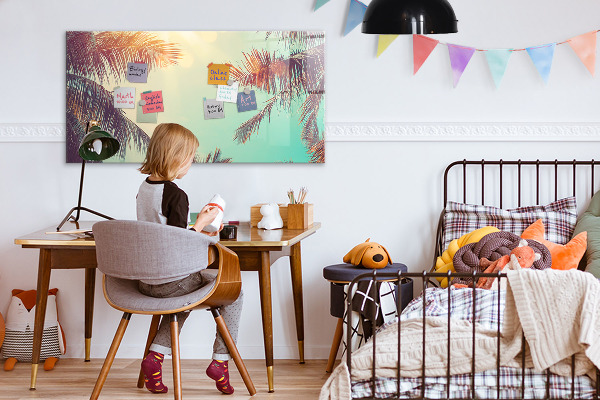 Decoratief glazen wandbord beschrijfbaar en magnetisch Zomerse herinneringen in een tropische stijl