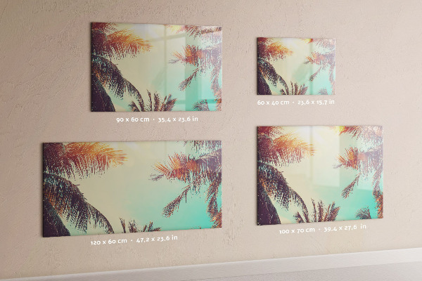 Decoratief glazen wandbord beschrijfbaar en magnetisch Zomerse herinneringen in een tropische stijl