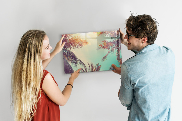 Decoratief glazen wandbord beschrijfbaar en magnetisch Zomerse herinneringen in een tropische stijl